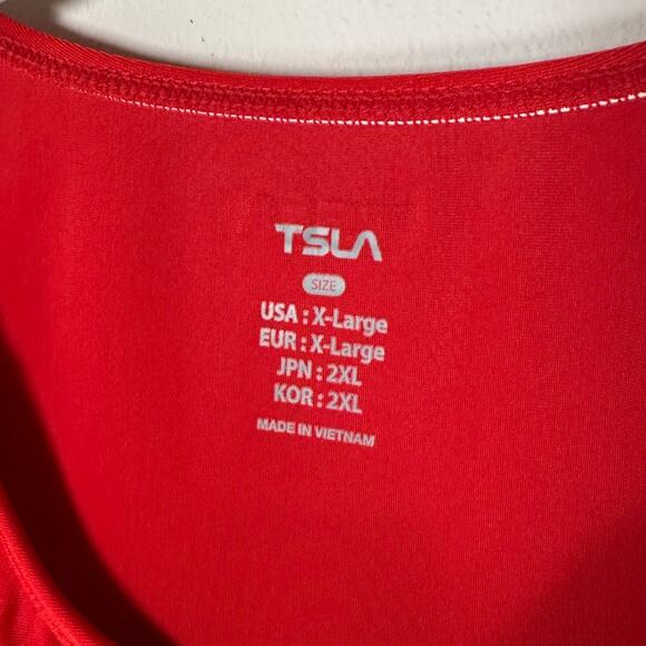 TSLA Front Zipper Front Closure Hidden Cami Red Scoop Neck Top Women's XL - Picture 2 of 5
